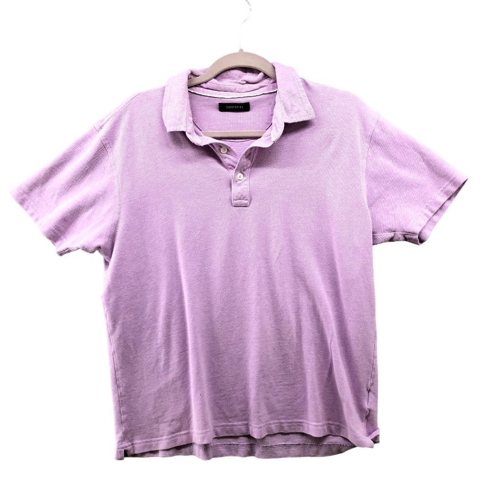 Cortefiel Polo Shirt Mens US Large (44) Purple Short Sleeve Cotton Lavender